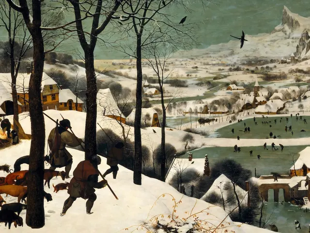 The Hunters in the Snow by Pieter Bruegel the Elder, horizontal tablet wallpaper