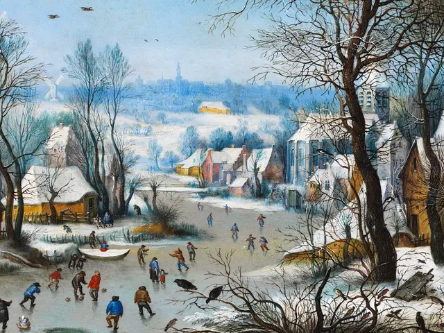 Winter Landscape with a Bird Trap by Pieter Bruegel the Elder, horizontal tablet wallpaper