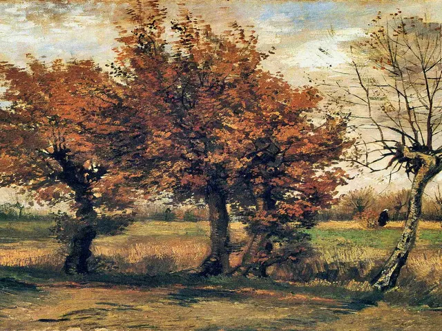 Autumn Landscape with Four Trees by Vincent van Gogh, horizontal tablet wallpaper