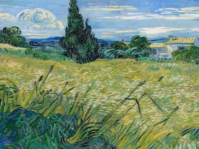 Green Wheat Field with Cypress by Vincent van Gogh, horizontal tablet wallpaper
