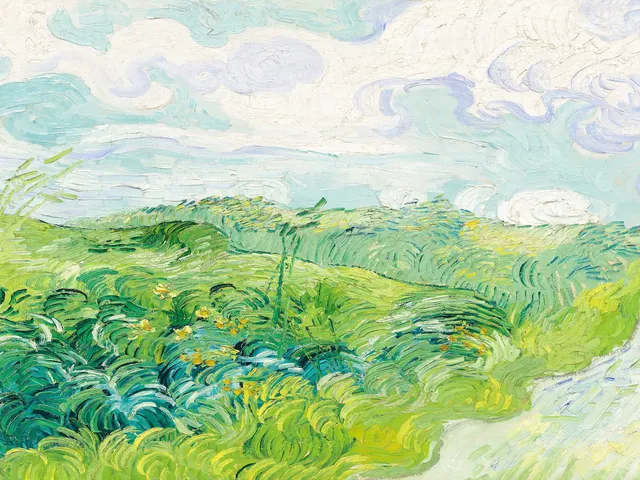 Green Wheat Fields Auvers by Vincent van Gogh, horizontal tablet wallpaper