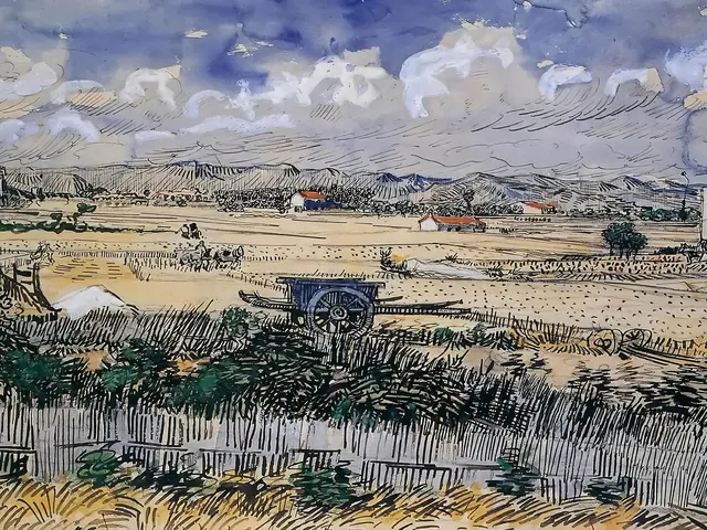 Harvest in Provence by Vincent van Gogh, horizontal tablet wallpaper