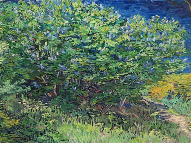 Lilac Bush by Vincent van Gogh, horizontal tablet wallpaper