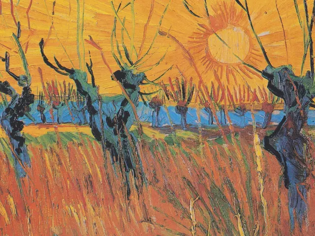 Pollard Willows and Setting Sun by Vincent van Gogh, horizontal tablet wallpaper