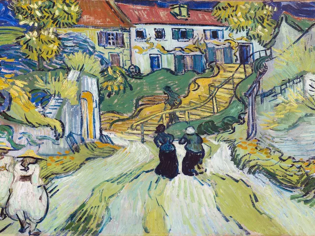 Stairway at Auvers by Vincent van Gogh, horizontal tablet wallpaper
