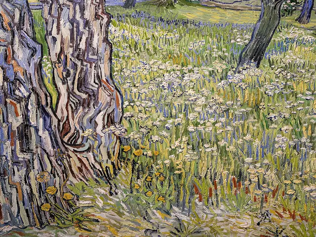 Tree Trunks in the Grass by Vincent van Gogh, horizontal tablet wallpaper