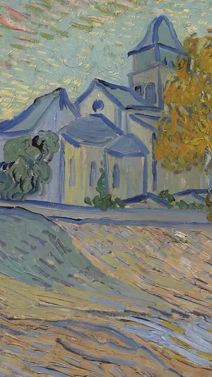 View of the Asylum and Chapel of Saint-Rémy wallpaper