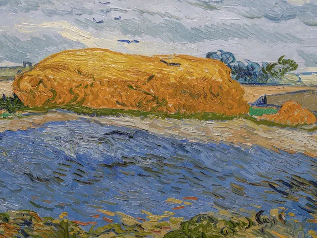 Wheat Stack under a Cloudy Sky by Vincent van Gogh, horizontal tablet wallpaper