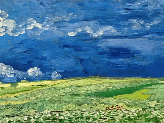 Wheatfield under thunderclouds by Vincent van Gogh, horizontal tablet wallpaper