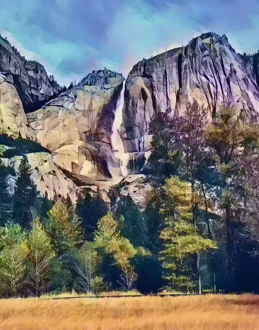 , Yosemite Falls Autumn Landscape