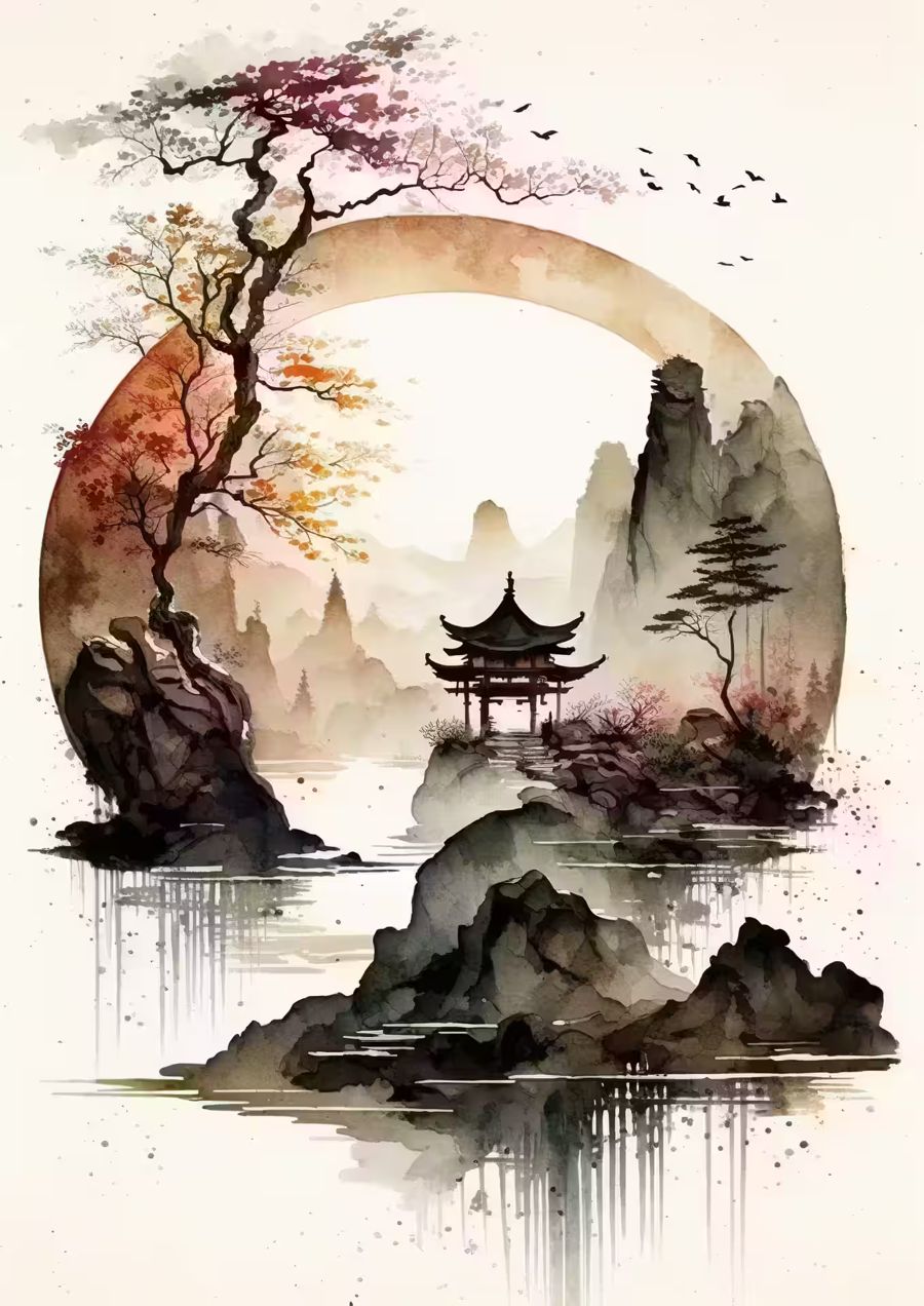 , Zen Landscape Decor Enso Circle