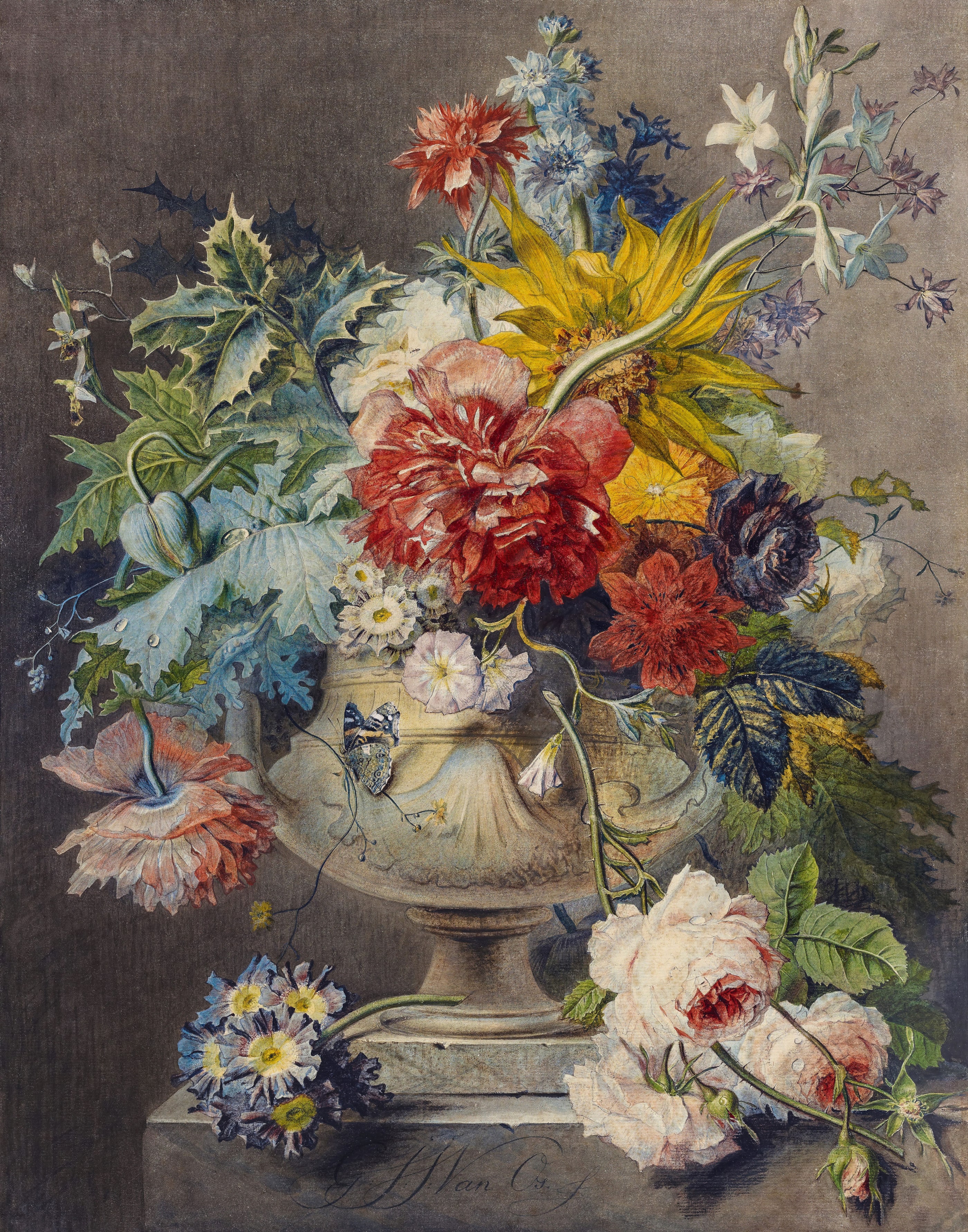 Botanical Still Life Bouquet Flowers, printable wall art.
