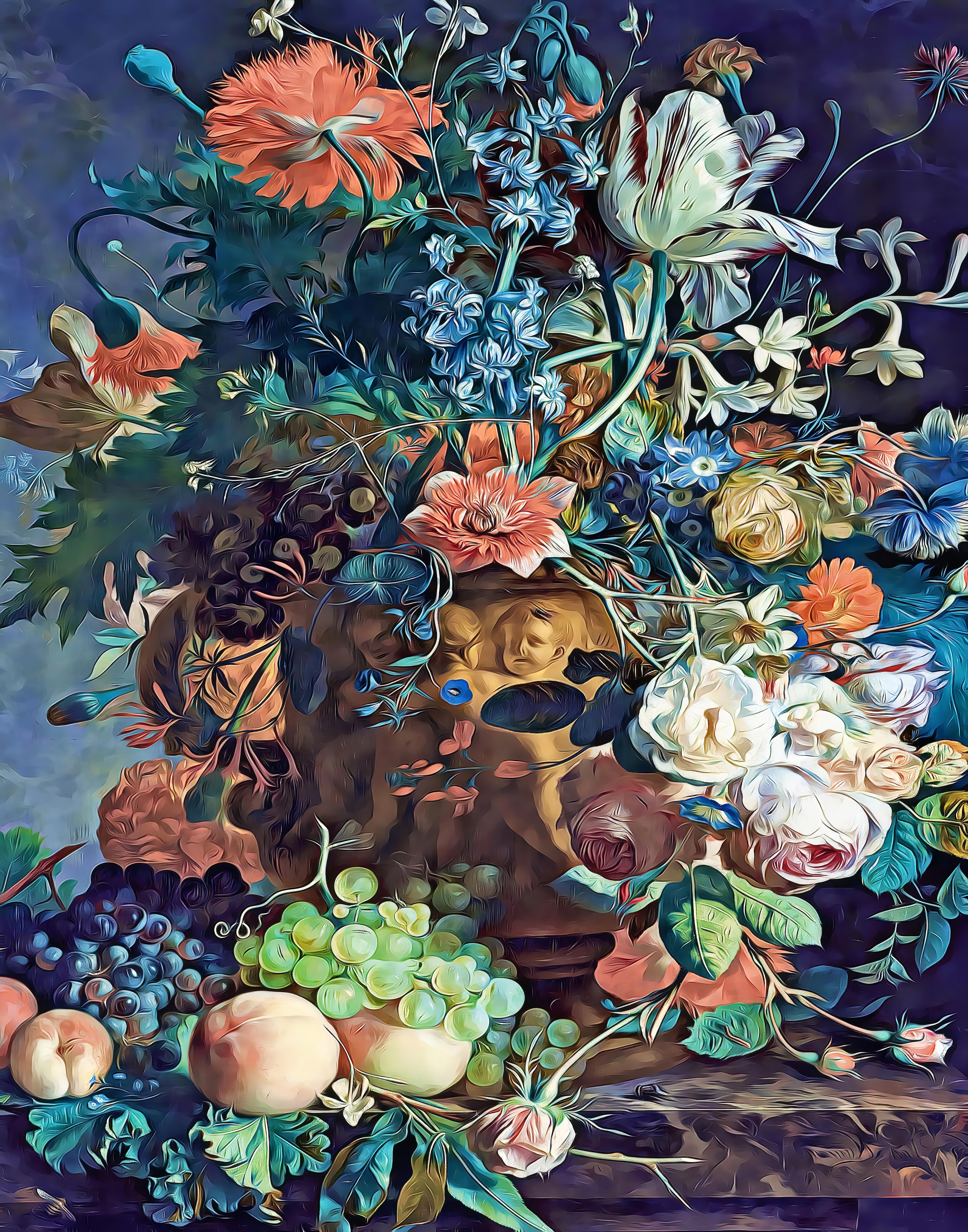 Botanical Still Life Flower Vase, printable wall art.