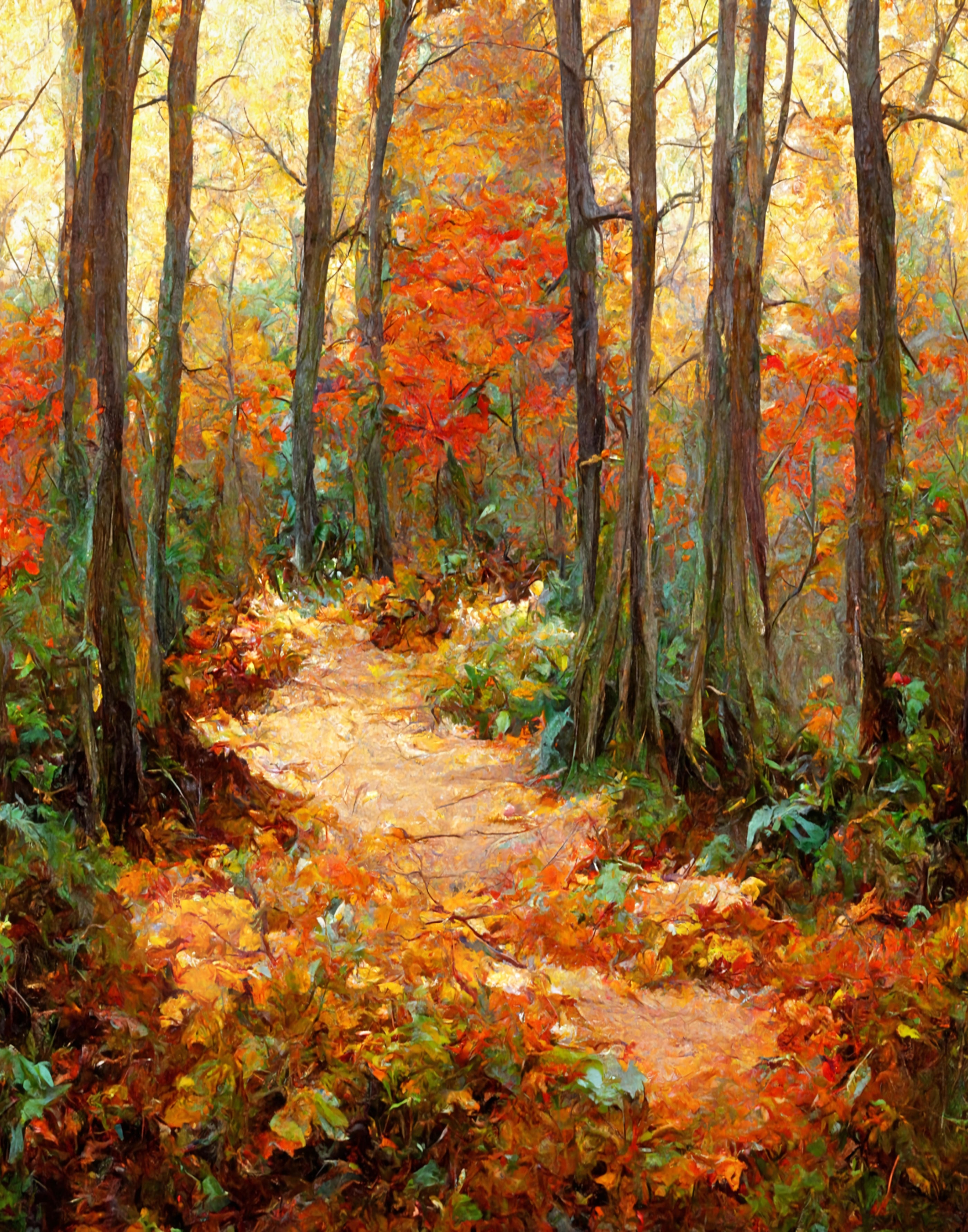 Trail Dense Forest Fall Landscape – Printable Wall Art printable art in Forests style