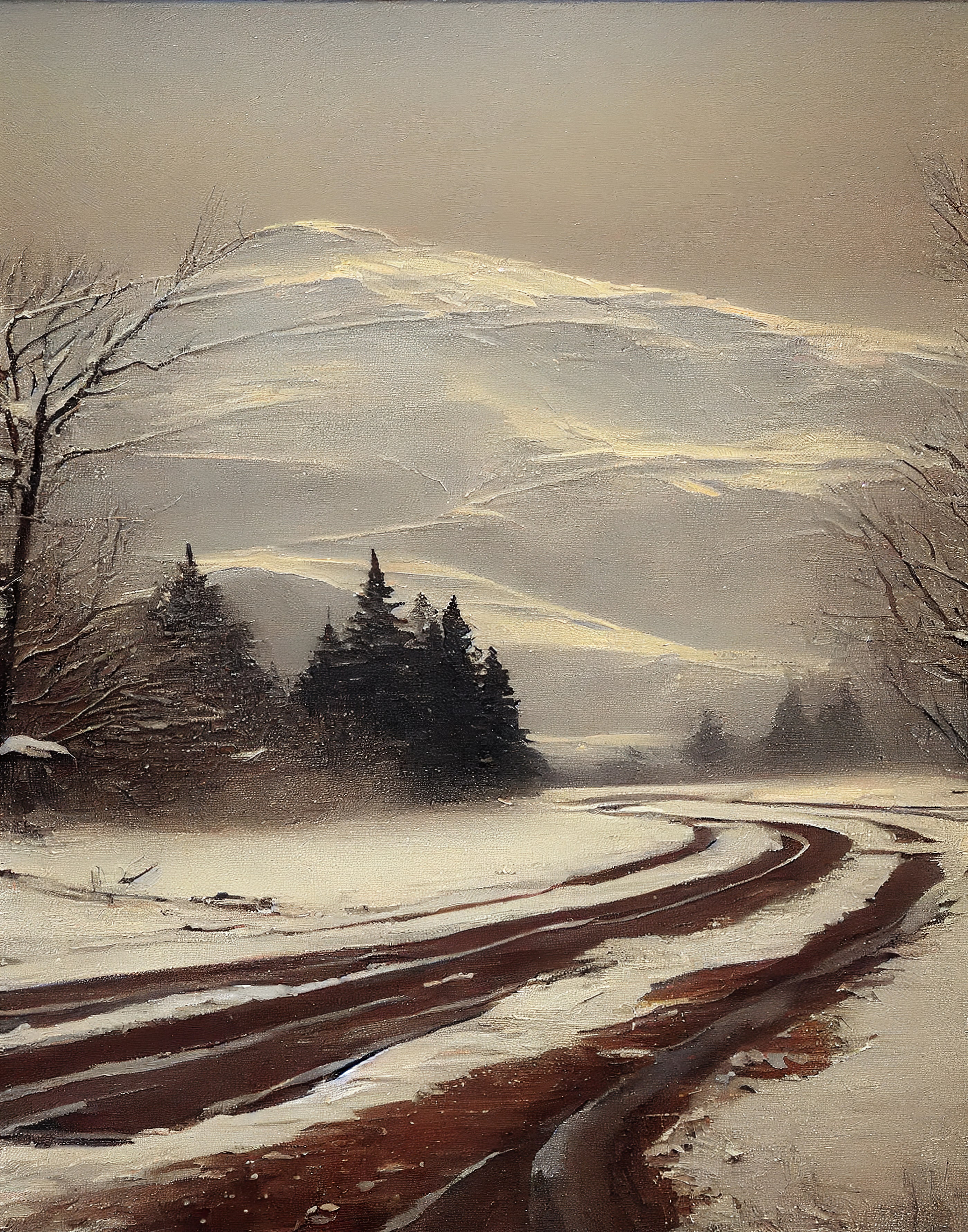 Rustic Winter Snowy Road Mountain – Printable Wall Art printable art in Winter style